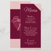 Donker Burgundy Licht Roze - Hart Plat Menu (Voorkant / Achterkant)