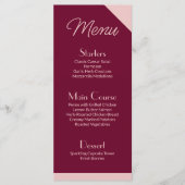 Donker Burgundy Licht Roze - Hart Plat Menu (Voorkant)
