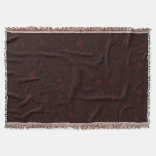 Donker Burgundyrood Romantisch Hartpatroon Deken (Voorkant)