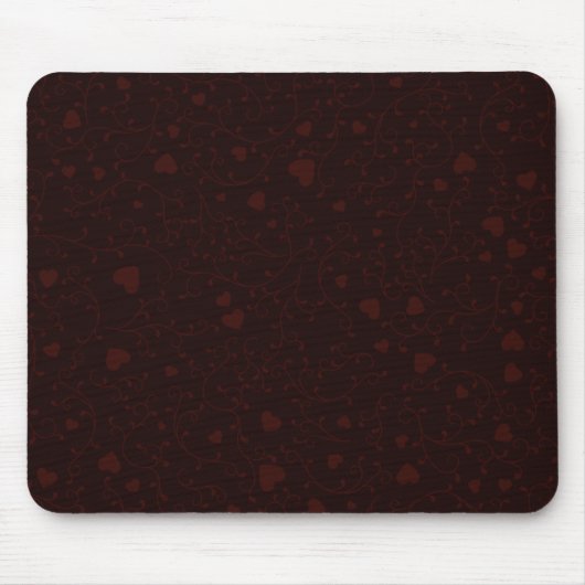 Donker Burgundyrood Romantisch Hartpatroon Muismat (Voorkant)