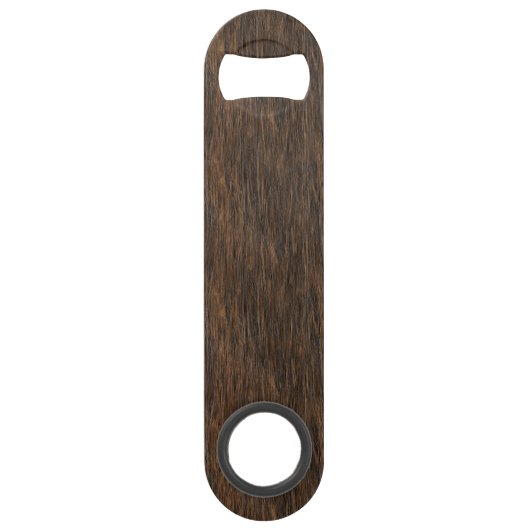 Donker Cacao Bruin Rustiek Chic Hout Grain Patroon Speed Flessenopener (Achterkant)