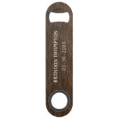 Donker Cacao Bruin Rustiek Chic Hout Grain Patroon Speed Flessenopener (Voorkant)