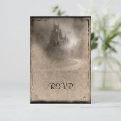 donker Castle Gothic Wedding RSVP Kaartje (Staand voorkant)