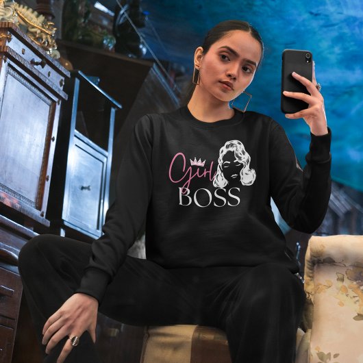 Donker chic meisje baas citaat sterke vrouw typogr trui