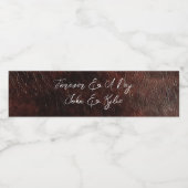 Donker chocolade bruin leer waterfles etiket (Enkel label)