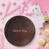 Donker Chocolade Bruin Western Faux Leather Papieren Bordje (Feest)