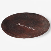Donker Chocolade Bruin Western Faux Leather Papieren Bordje (Gekanteld)