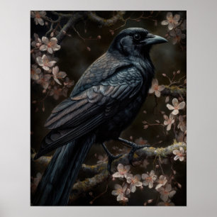 Donker Cottagecore Zwart Crow Art Print Poster