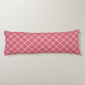 Donker Cranberry Roze Gingham Plaid Lichaamskussen (Achterkant)