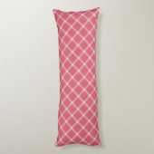 Donker Cranberry Roze Gingham Plaid Lichaamskussen (Achterkant (Verticaal))