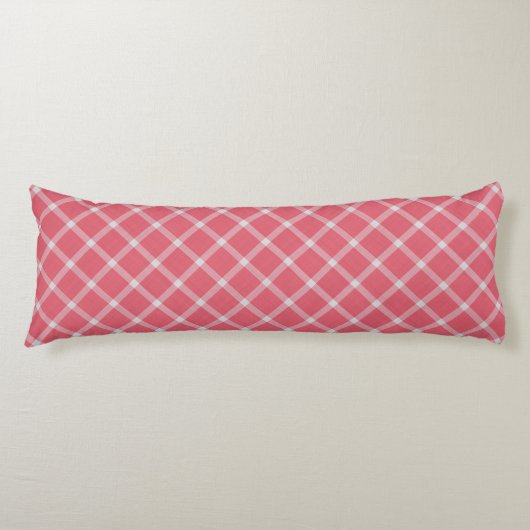 Donker Cranberry Roze Gingham Plaid Lichaamskussen (Voorkant)