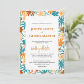 Donker Cyaan Abstract Wildflower Bright Boho bruil Kaart (Staand voorkant)