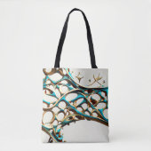 Donker Cyaan en Goud Arabesque Canvas tas (Voorkant)