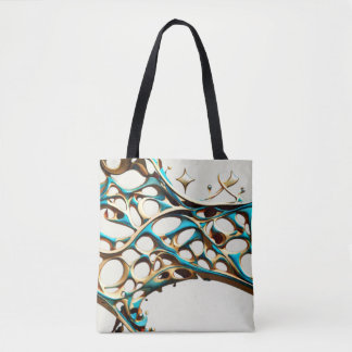 Donker Cyaan en Goud Arabesque Canvas tas