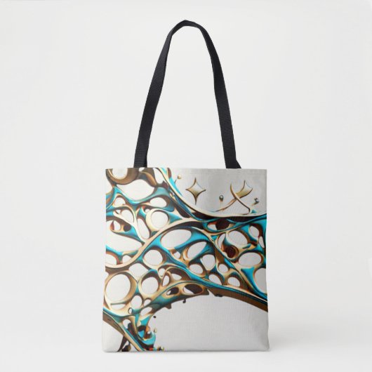 Donker Cyaan en Goud Arabesque Canvas tas (Voorkant)