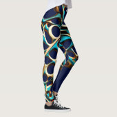 Donker Cyaan en Goud Arabesque Leggings (Rechts)