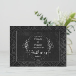 Donker Damast Gotische Halloween Invitation Kaart