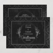 Donker Damast Gotische Halloween Invitation Kaart (Voorkant / Achterkant)