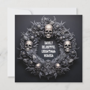 Donker Delightful Goth Schedel Krans Xmash Wensen  Feestdagenkaart