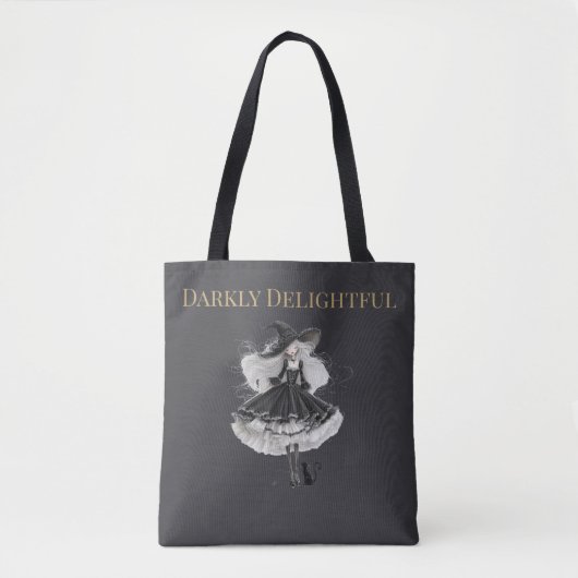 Donker Delightful – Gotische Heks & Kat Boodschapp Tote Bag (Voorkant)