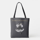 Donker Delightful – Gotische Heks & Kat Boodschapp Tote Bag (Achterkant)