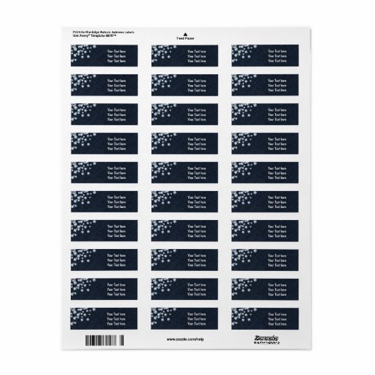 Donker Denim & Diamonds Glam Party Adresetiketten Etiket (Full Sheet)