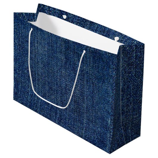 Donker denim large cadeautasje (Voorkant Gekanteld)