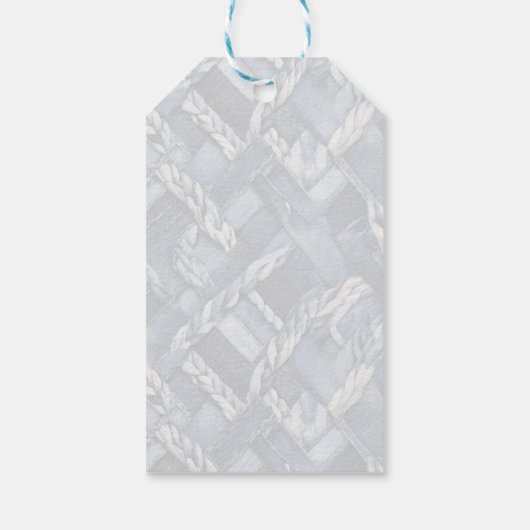 Donker distressed denim patchwork en vlechten cadeaulabel (Achterkant)