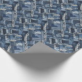 Donker distressed denim patchwork en vlechten cadeaupapier (Hoek)