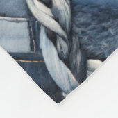 Donker distressed denim patchwork en vlechten fleece deken (Hoek)