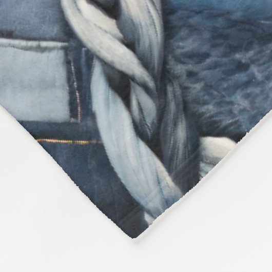 Donker distressed denim patchwork en vlechten fleece deken (Hoek)