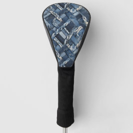 Donker distressed denim patchwork en vlechten golfheadcover