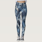 Donker distressed denim patchwork en vlechten leggings (Voorkant)