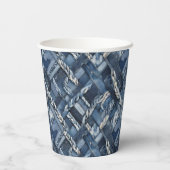 Donker distressed denim patchwork en vlechten papieren bekers (Achterkant)