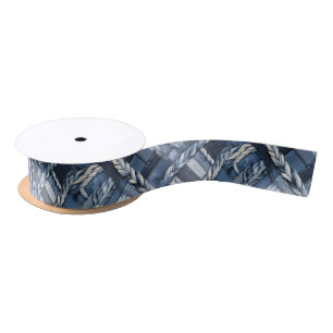 Donker distressed denim patchwork en vlechten satijnen lint