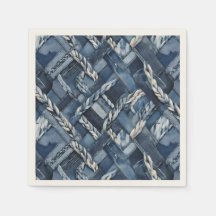 Donker distressed denim patchwork en vlechten