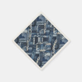 Donker distressed denim patchwork en vlechten servet (Hoek)