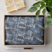 Donker distressed denim patchwork en vlechten tissuepapier (Geschenk)