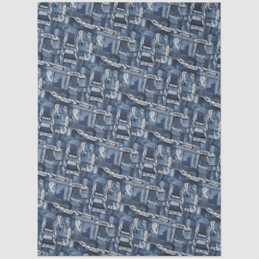 Donker distressed denim patchwork en vlechten tissuepapier (Voorkant)