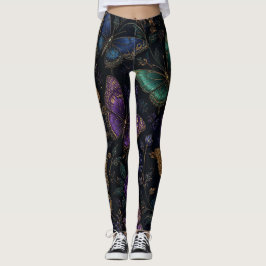 Donker Elandervlinderpatroon Leggings