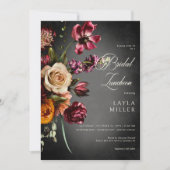 Donker Elegant Blur Herfst Bloemen Bruids Luncheon Kaart (Voorkant)