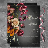Donker Elegant Blur Herfst Bloemen Bruids Luncheon Kaart