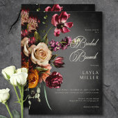 Donker Elegant Blur Herfst Bloemen Bruidsbrunch Kaart