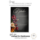 Donker Elegant Blur Herfst Bloemen bruiloft Detail Informatiekaartje