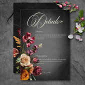 Donker Elegant Blur Herfst Bloemen bruiloft Detail Informatiekaartje