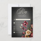 Donker Elegant Blur Herfst Bloemen Bruiloft Diner RSVP Kaartje (Voorkant)