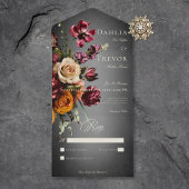 Donker Elegant Blur Herfst Bloemen Bruiloft Geen D All In One Uitnodiging