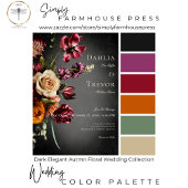 Donker Elegant Blur Herfst Bloemen Bruiloft QR Cod All In One Uitnodiging