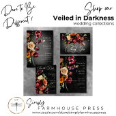 Donker Elegant Blur Herfst Bloemen Bruiloft QR Cod All In One Uitnodiging