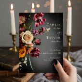 Donker Elegant Blur herfst bloemenbruiloft Kaart